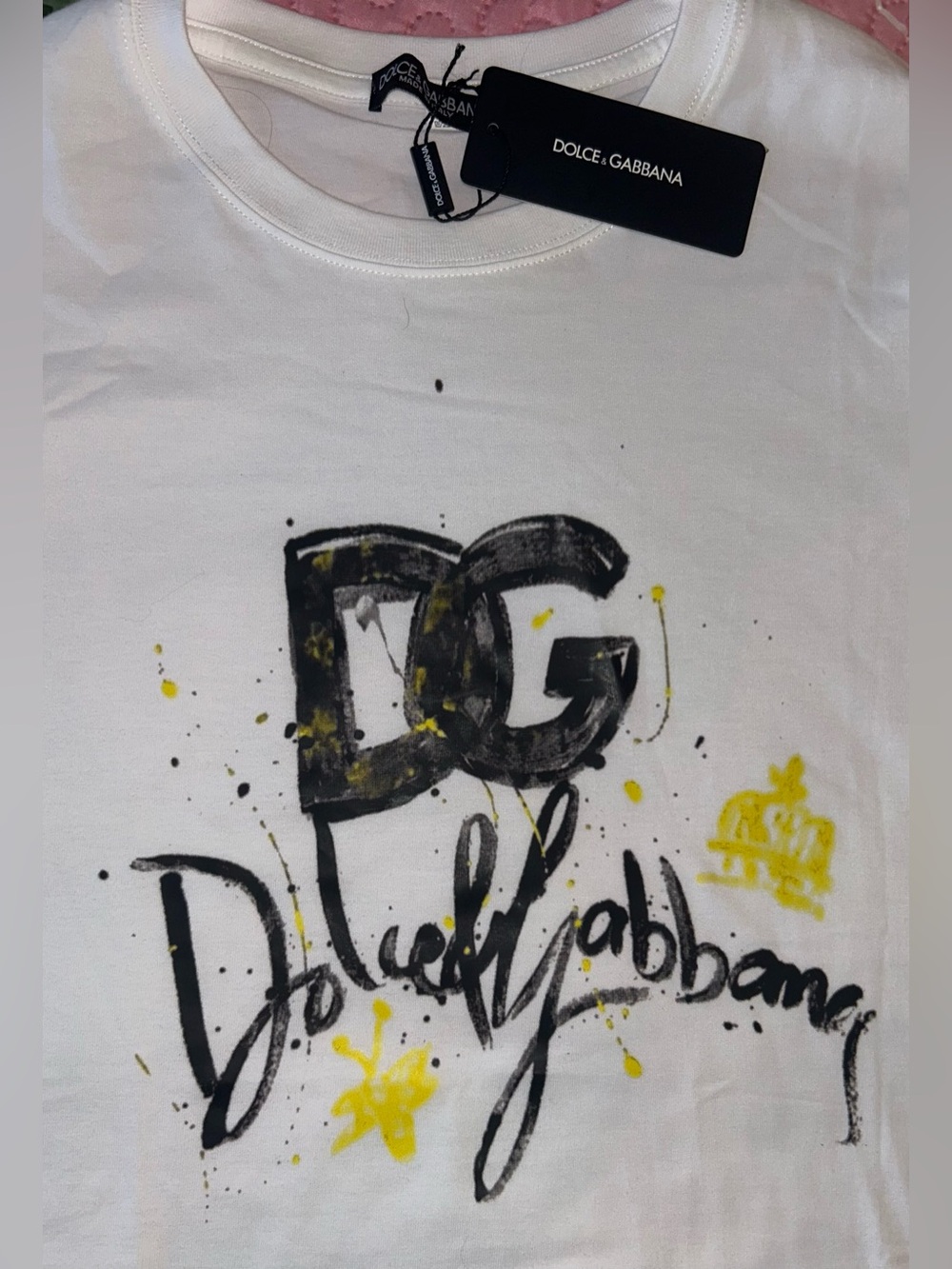 Inspired Dolce & Gabbana  Graphic Tee with Black & Yellow Print